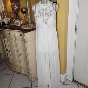 Love culture white lace romper with skirt women's size M